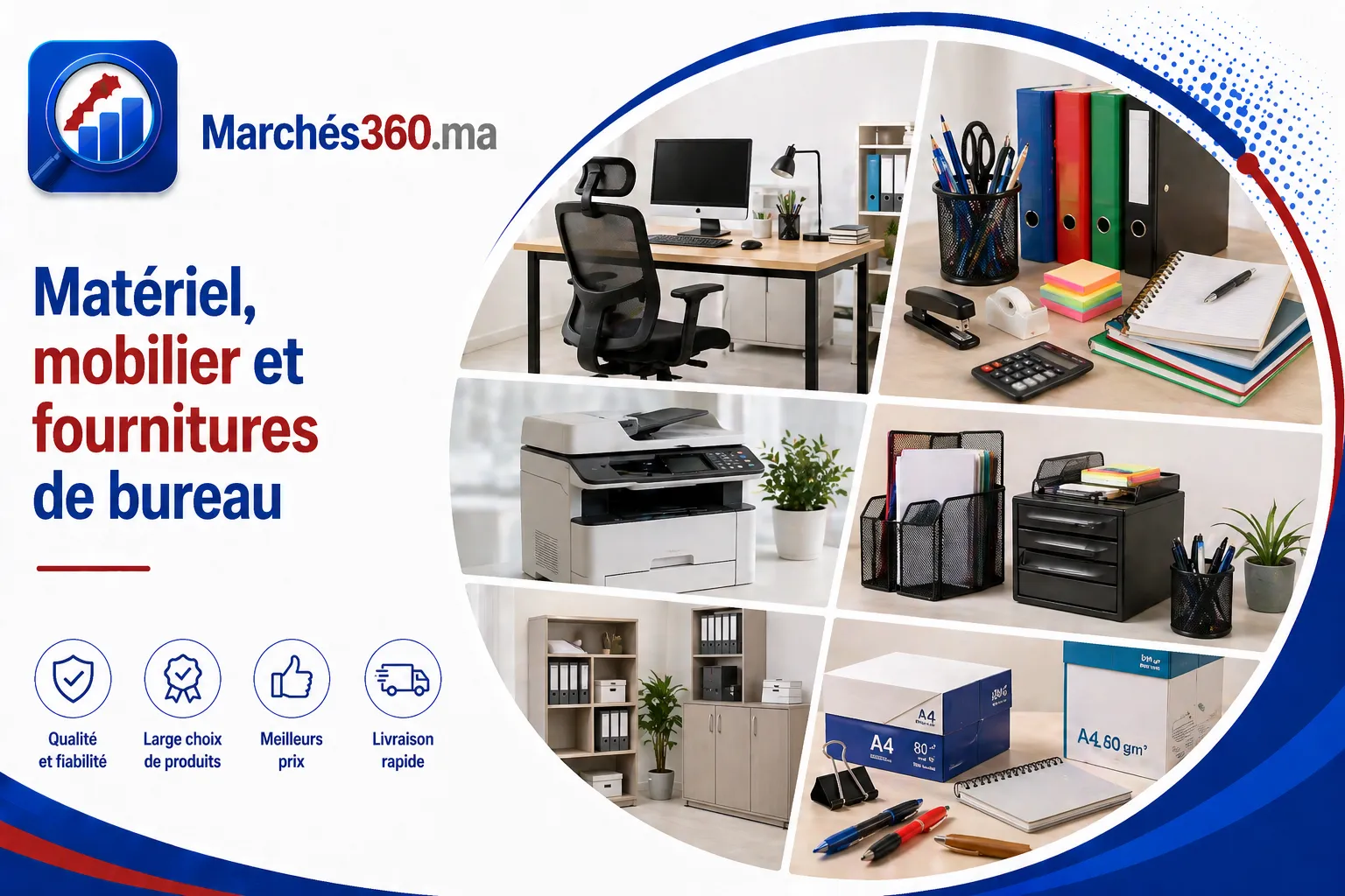 Matériel, mobilier et fournitures de bureau